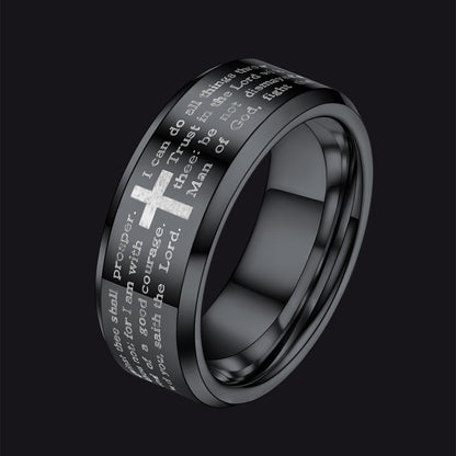 FaithHeart Lord's Prayer Cross Band Ring For Men FaithHeart