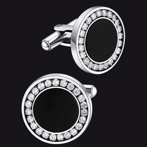 FaithHeart Black Onyx Amulet Cufflinks With Cubic Zirconia