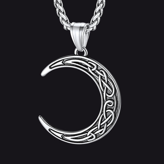 FaithHeart Celtic Crescent Moon Necklace For Men/Women