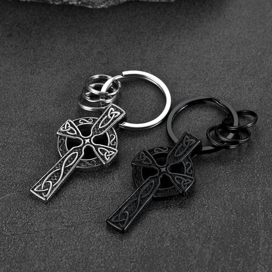 FaithHeart Celtic Cross Keychain Black