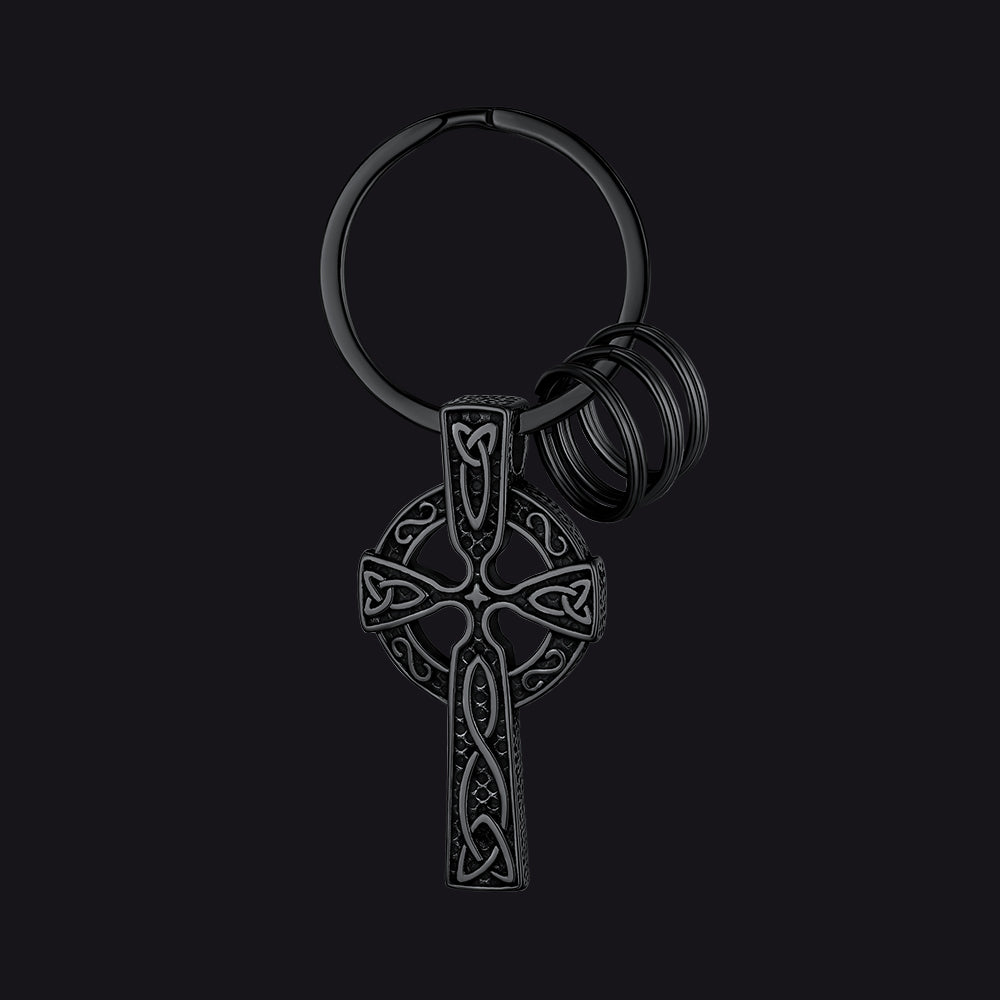 FaithHeart Celtic Cross Keychain Black