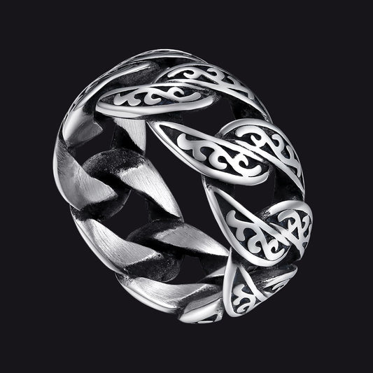 FaithHeart Celtic Cuban Chain Ring For Men Stainless Steel