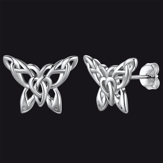FaithHeart Celtic Knot Butterfly Stud Earrings in Sterling Silver