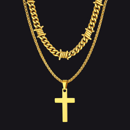 FaithHeart Cross Layer Necklace Set