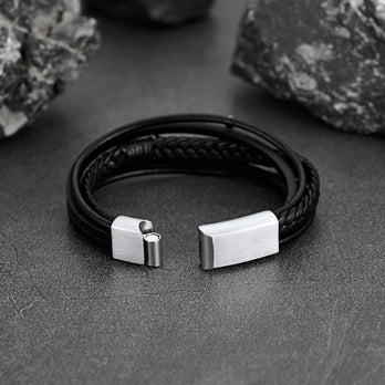 FaithHeart Cross Leather Bracelet