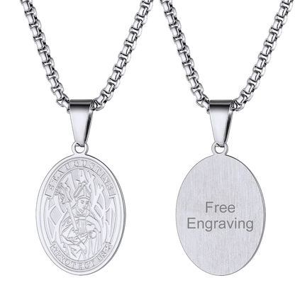 FaithHeart Custom Saint Augustine Necklace Catholic Medal Necklace FaithHeart