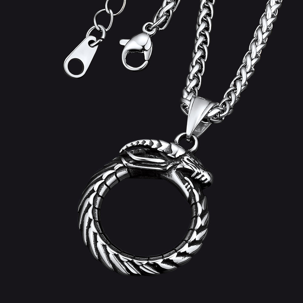 FaithHeart Dragon Circle Pendant Necklace 