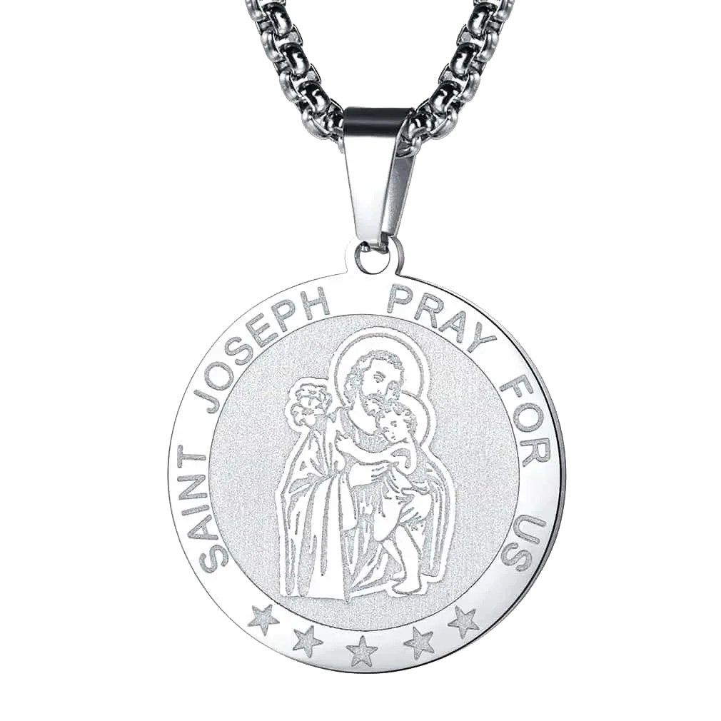 Flash Sale Engraved Catholic Saint Joseph Pendant Necklace