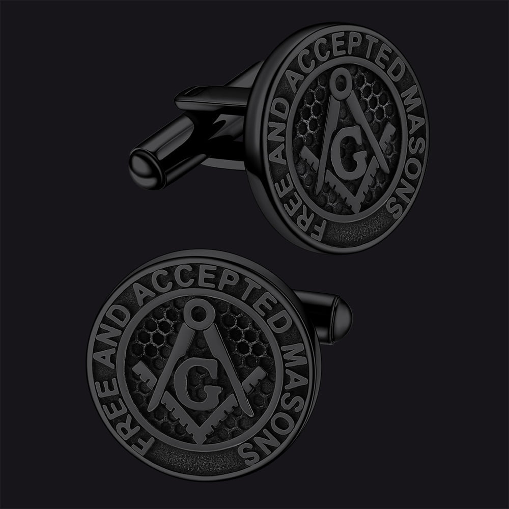 FaithHeart Freemason Amulet Cufflinks For Men Black