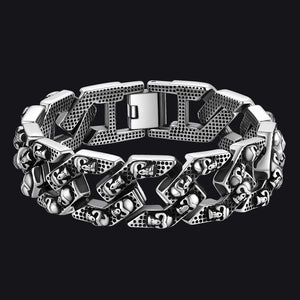 FaithHeart Gothic Skull Chunky Chain Bracelet Stainless Steel