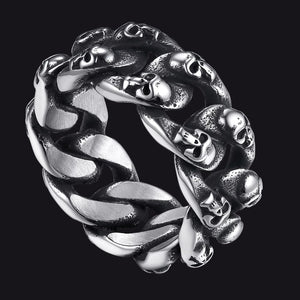 FaithHeart Gothic Skull Cuban Chain Ring Stainless Steel