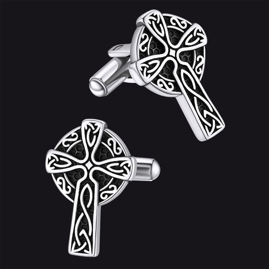 FaithHeart Irish Celtic Knot Cross Cufflinks For Men