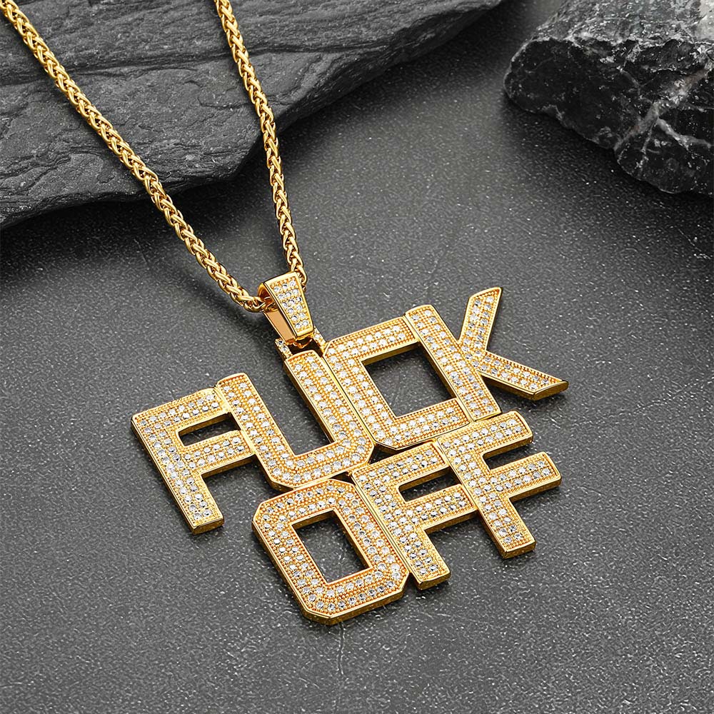 FaithHeart F*CK Off Hip Hop Letter Pendant Necklace  for Men FaithHeart Jewelry