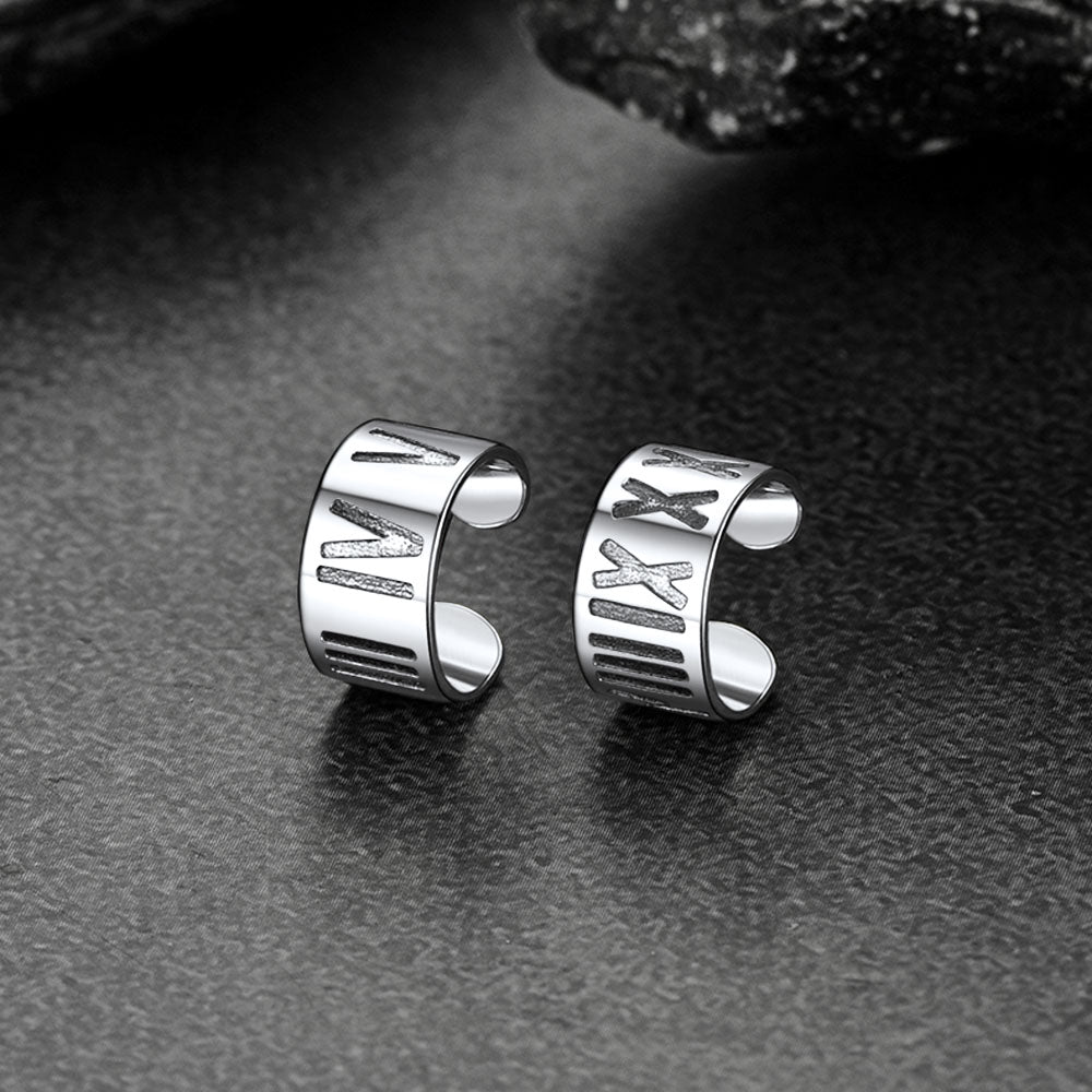 FaithHeart Roman Numerals Cuff Earrings