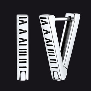 FaithHeart Roman Numerals Huggie Hoop Earrings For Men