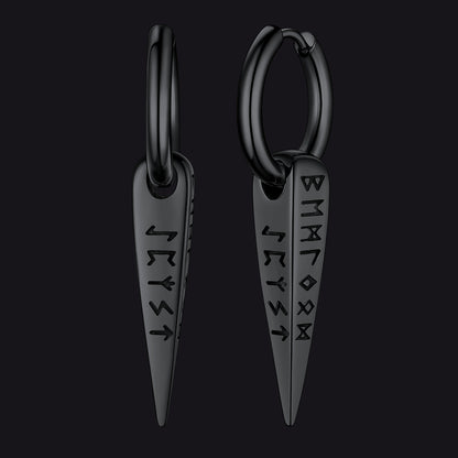 FaithHeart Runes Dangle Earrings For Men