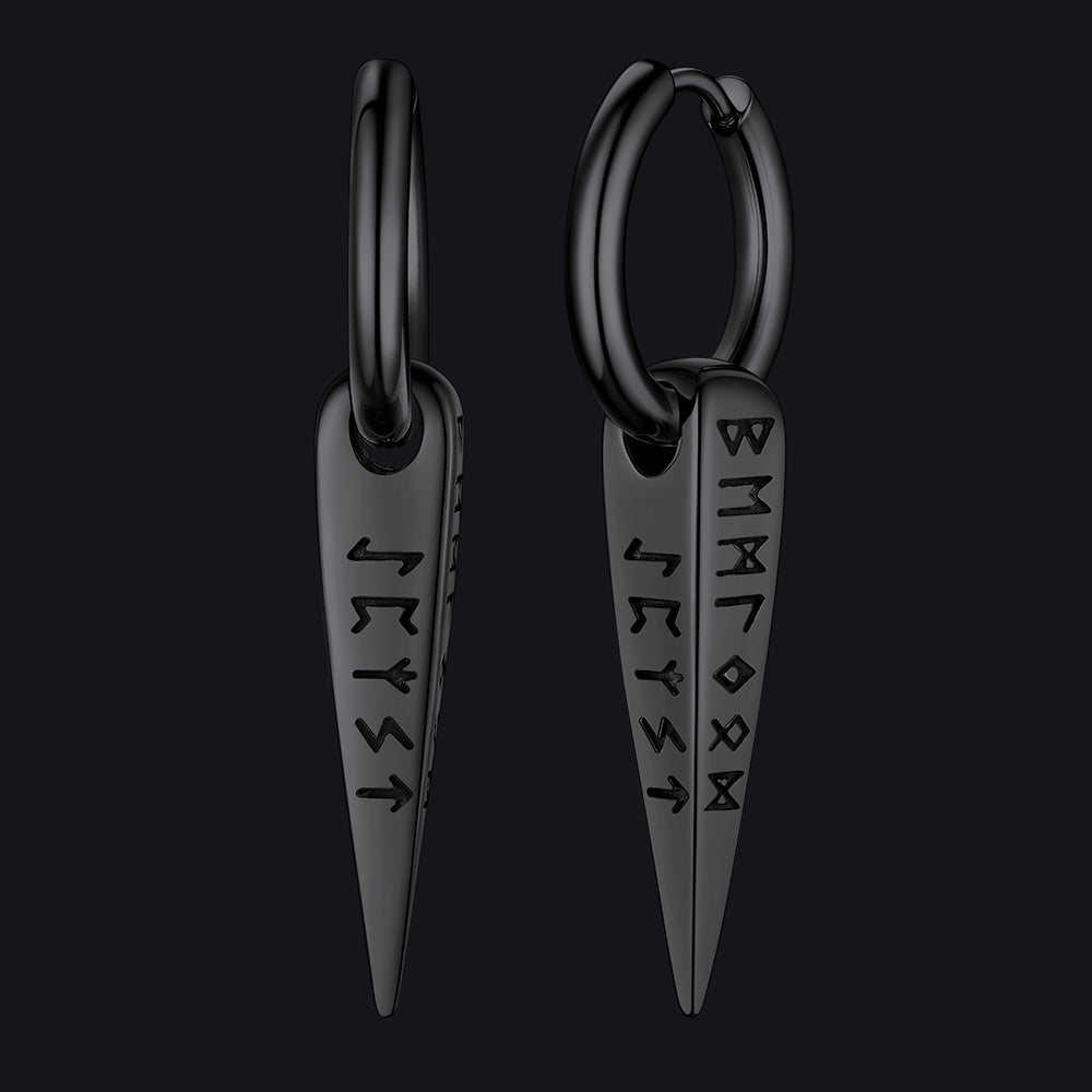 FaithHeart Runes Dangle Earrings For Men