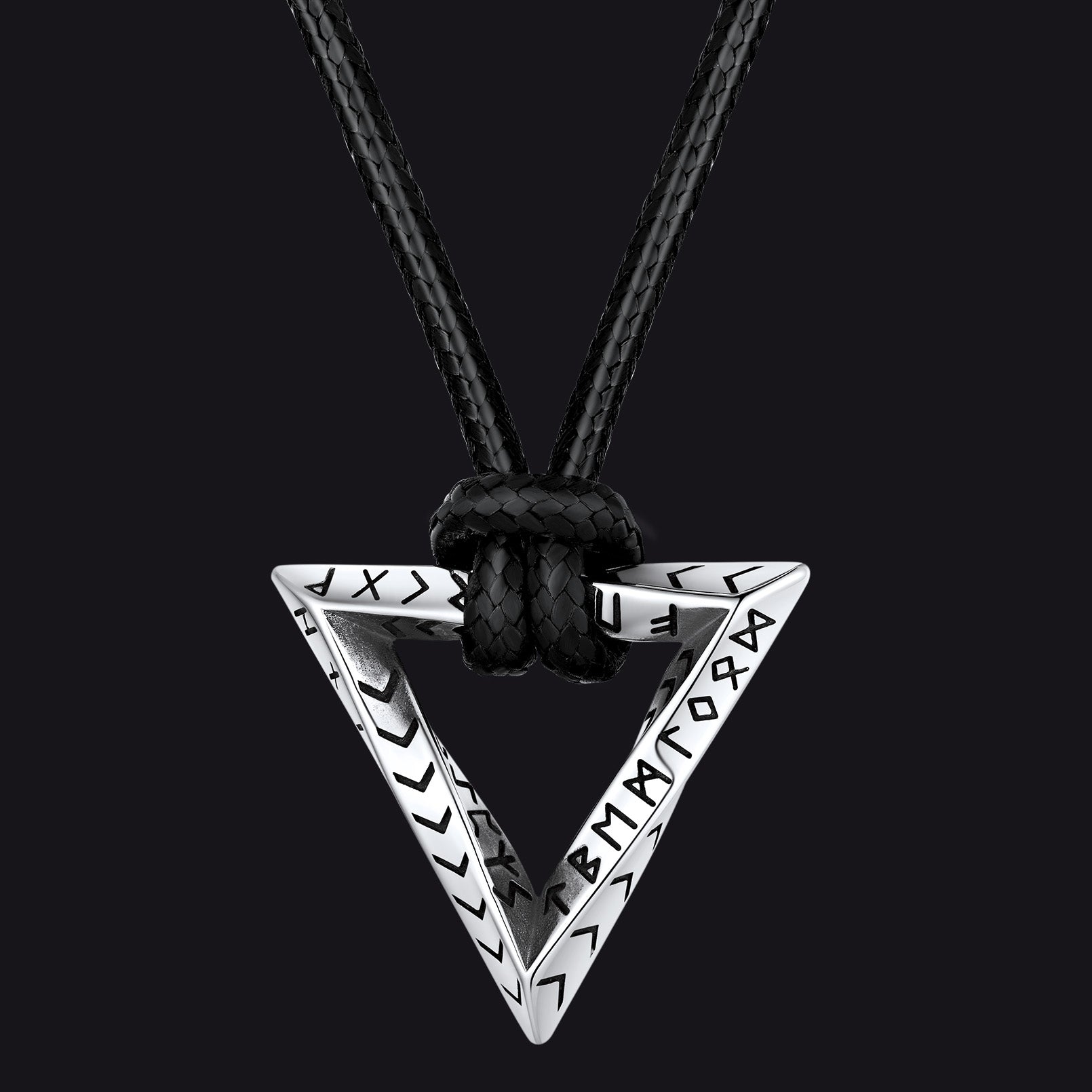 FaithHeart Runes Mobius Strip Triangle Pendant Necklace