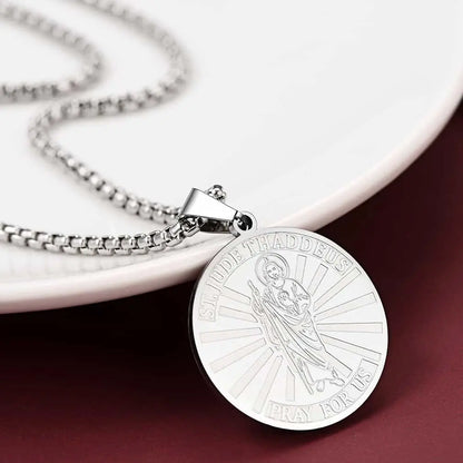FaithHeart Saint Jude Medal Necklace Stainless Steel Religious Jewelry FaithHeart
