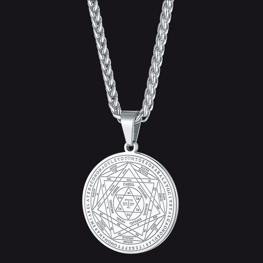 FaithHeart Stainless Steel Seal of Solomon Pendant Talisman Pentagram Necklace