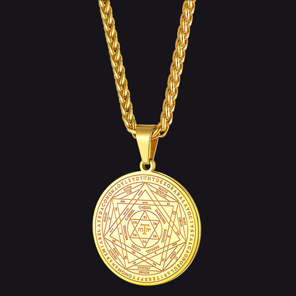 FaithHeart Stainless Steel Seal of Solomon Pendant Talisman Pentagram Necklace For Men Women