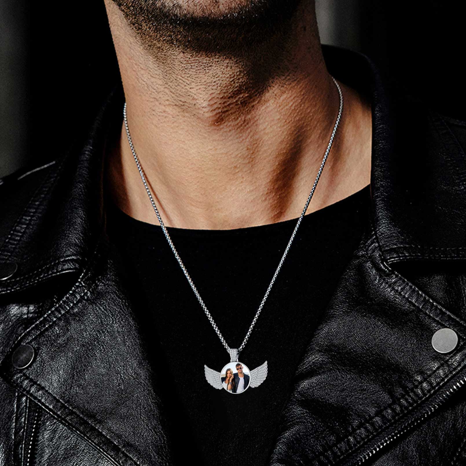 FaithHeart Silver Angel Wings Picture Necklace