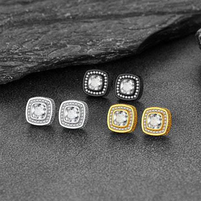 FaithHeart Sterling Silver Cubic Zirconia Stud Earrings Cushion Cut Earrings FaithHeart