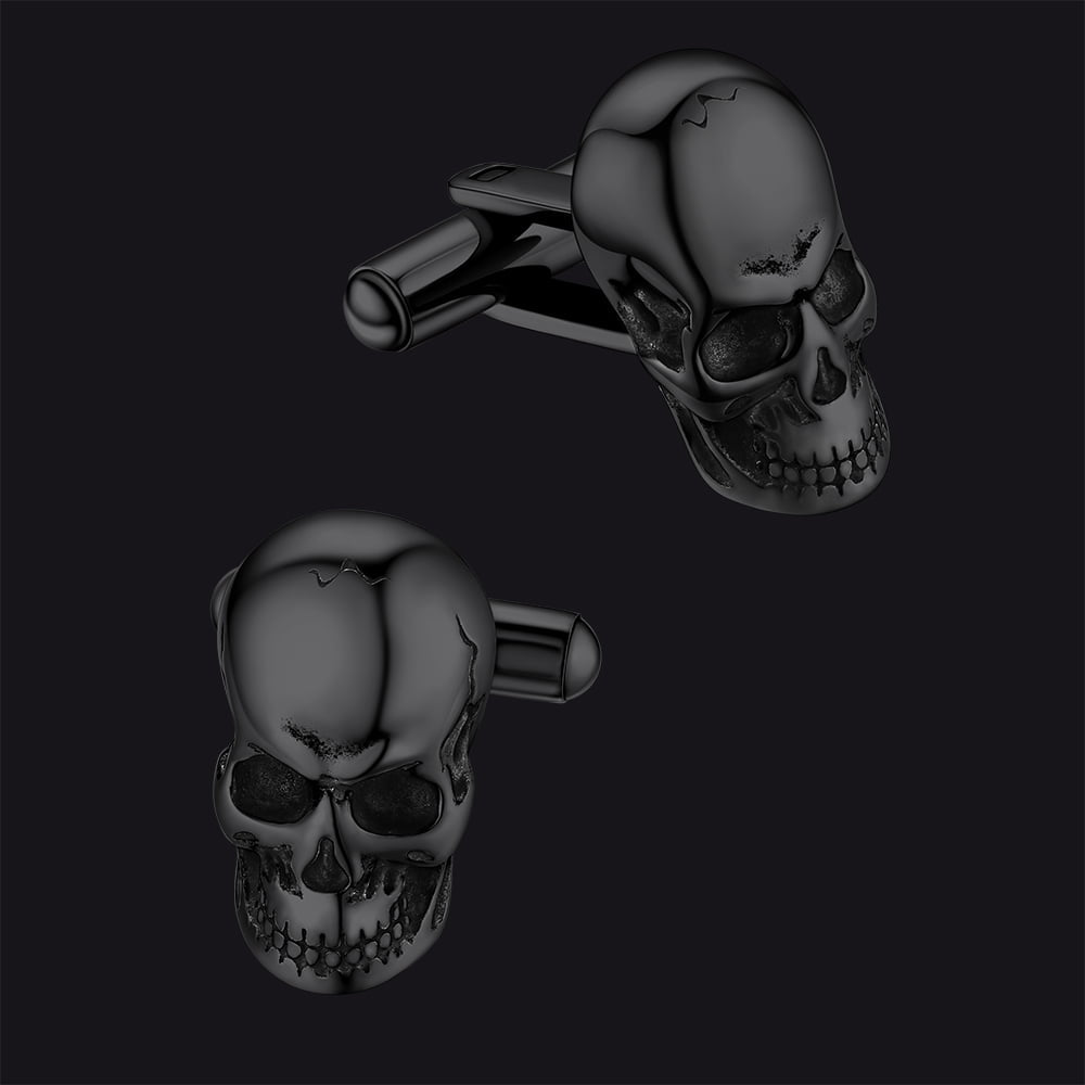 FaithHeart Skull Cufflinks 3D cuff For Men Black