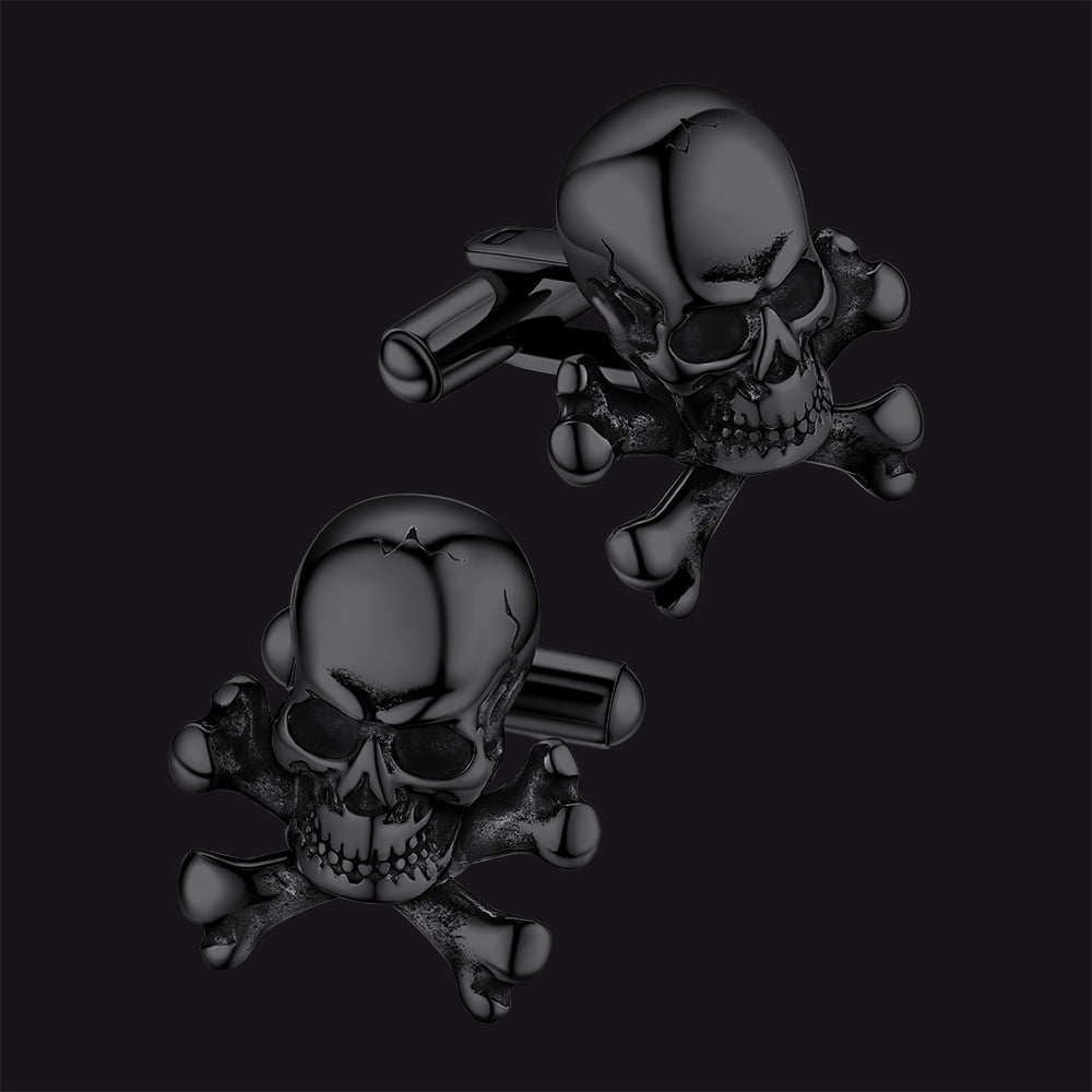 FaithHeart Skull Cufflinks 3D cuff For Men Black