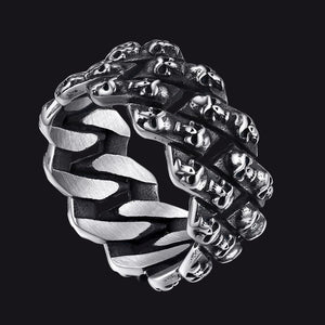 FaithHeart Skull Diamond Chain Rings For Men Stainless Steel