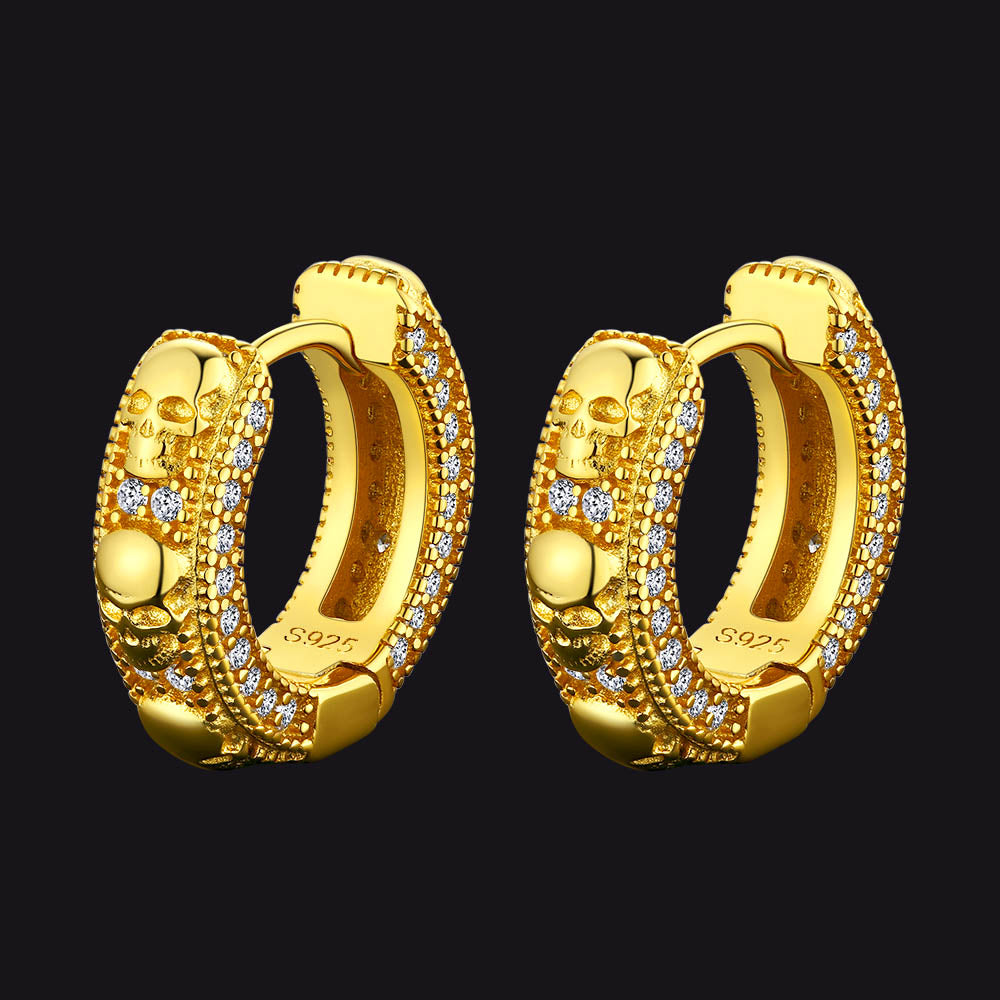 FaithHeart Skull Huggie Hoop Earrings For Men Women