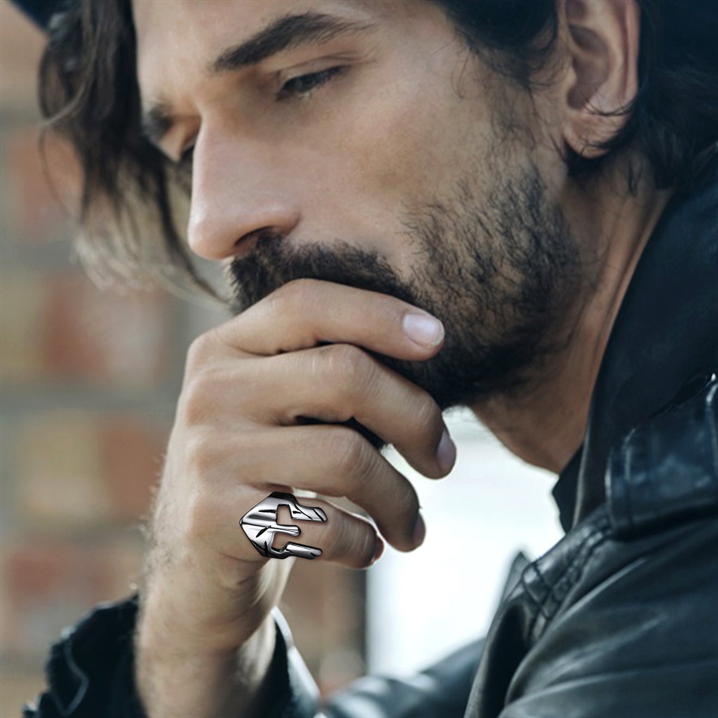 FaithHeart Stainless Steel Spartan Mask Helmet Ring For Men FaithHeart