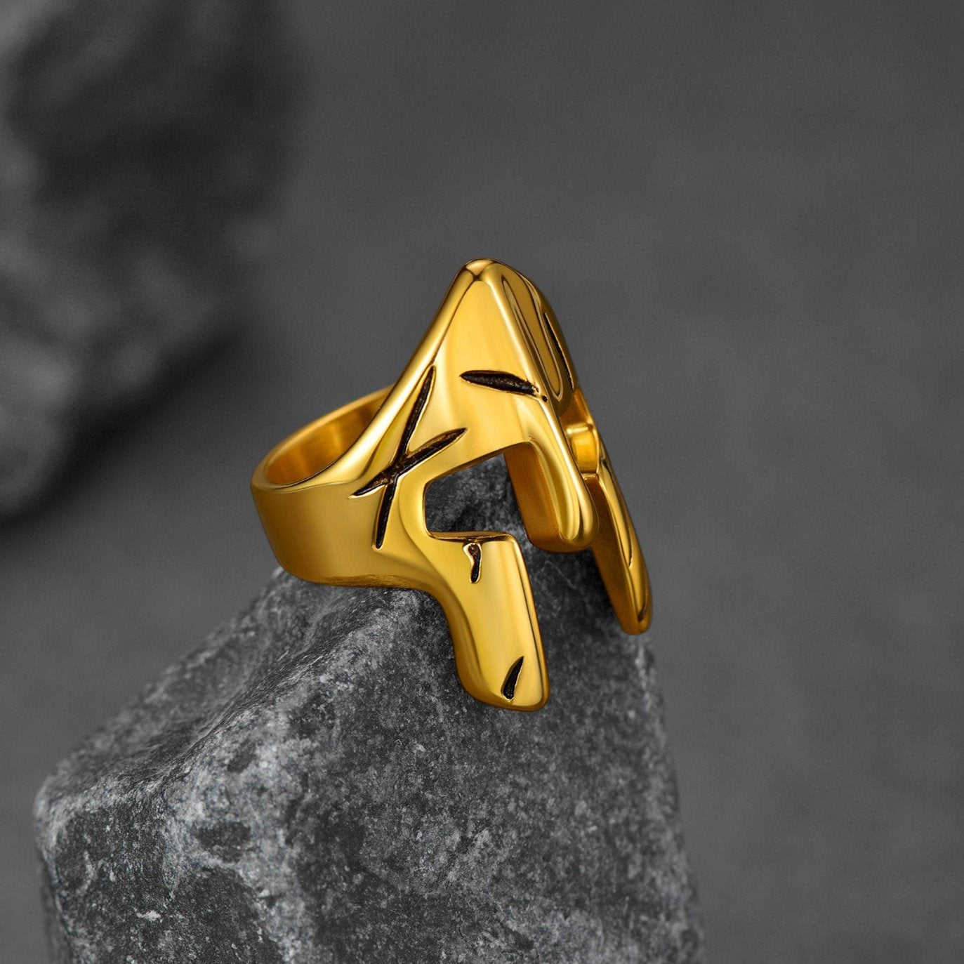 FaithHeart Stainless Steel Spartan Mask Helmet Ring For Men FaithHeart