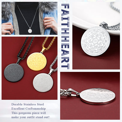 FaithHeart Seal of Solomon Pendant Talisman Pentagram Necklace For Men