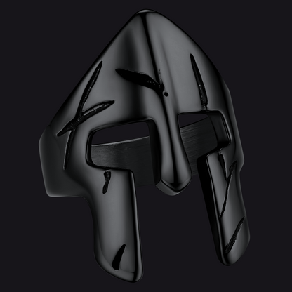 FaithHeart Stainless Steel Spartan Mask Helmet Ring For Men Black
