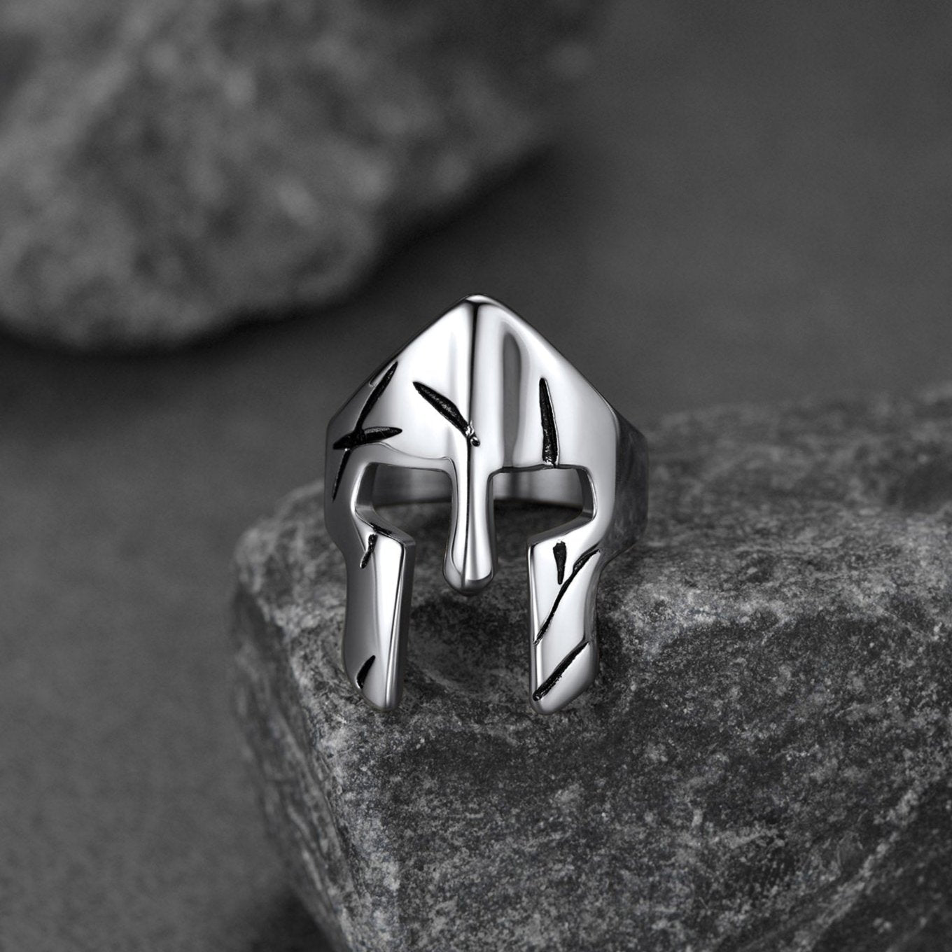 FaithHeart Stainless Steel Spartan Mask Helmet Ring For Men FaithHeart