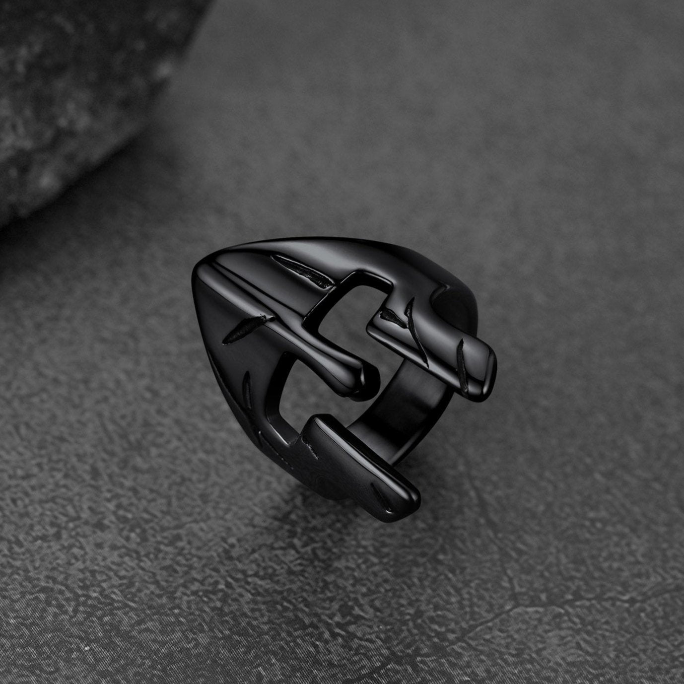 FaithHeart Stainless Steel Spartan Mask Helmet Ring For Men FaithHeart