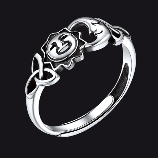 FaithHeart Sterling Silver Celtic Knot Sun Moon Ring