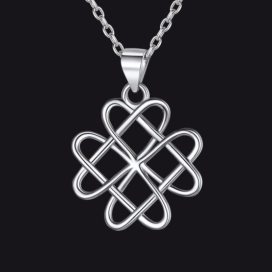 FaithHeart Sterling Silver Heart Flower Celtic Knot Necklace