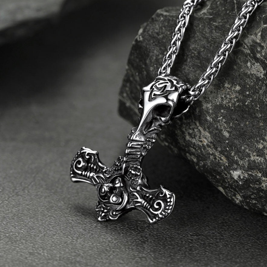 FaithHeart Thor's Hammer Raven Necklace