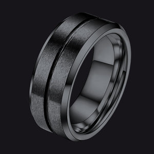 FaithHeart Tungsten Band Ring Grooved Matte Finish Ring For Men FaithHeart