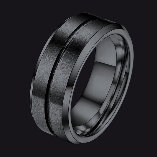 FaithHeart Tungsten Band Ring Grooved Matte Finish Ring For Men FaithHeartimg