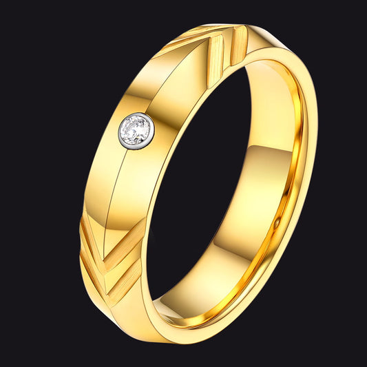FaithHeart Tungsten Cubic Zirconia Band Ring For Men