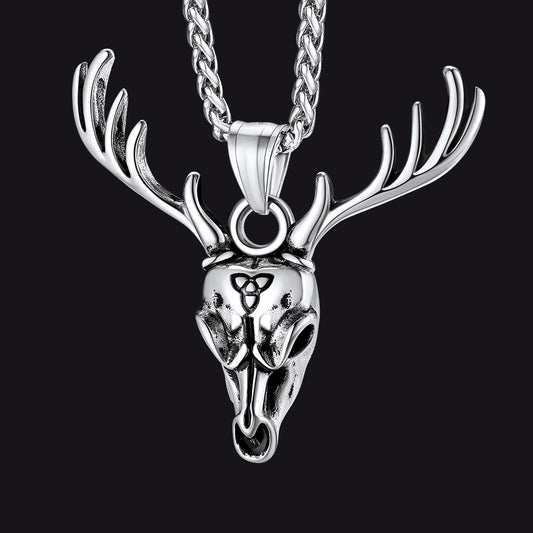 FaithHeart Viking Deer Necklace With Celtic Knot