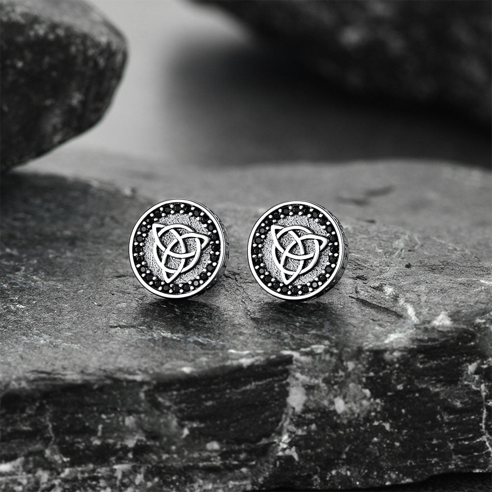 FaithHeart Viking Triquetra Stud Earrings For Men