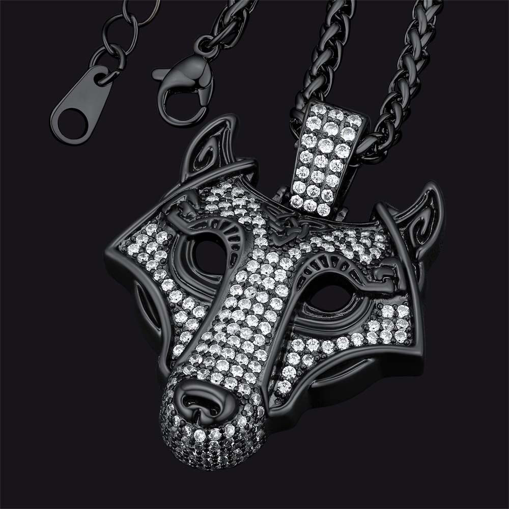 FaithHeart Viking Wolf Necklace With Cubic Zirconia FaithHeart