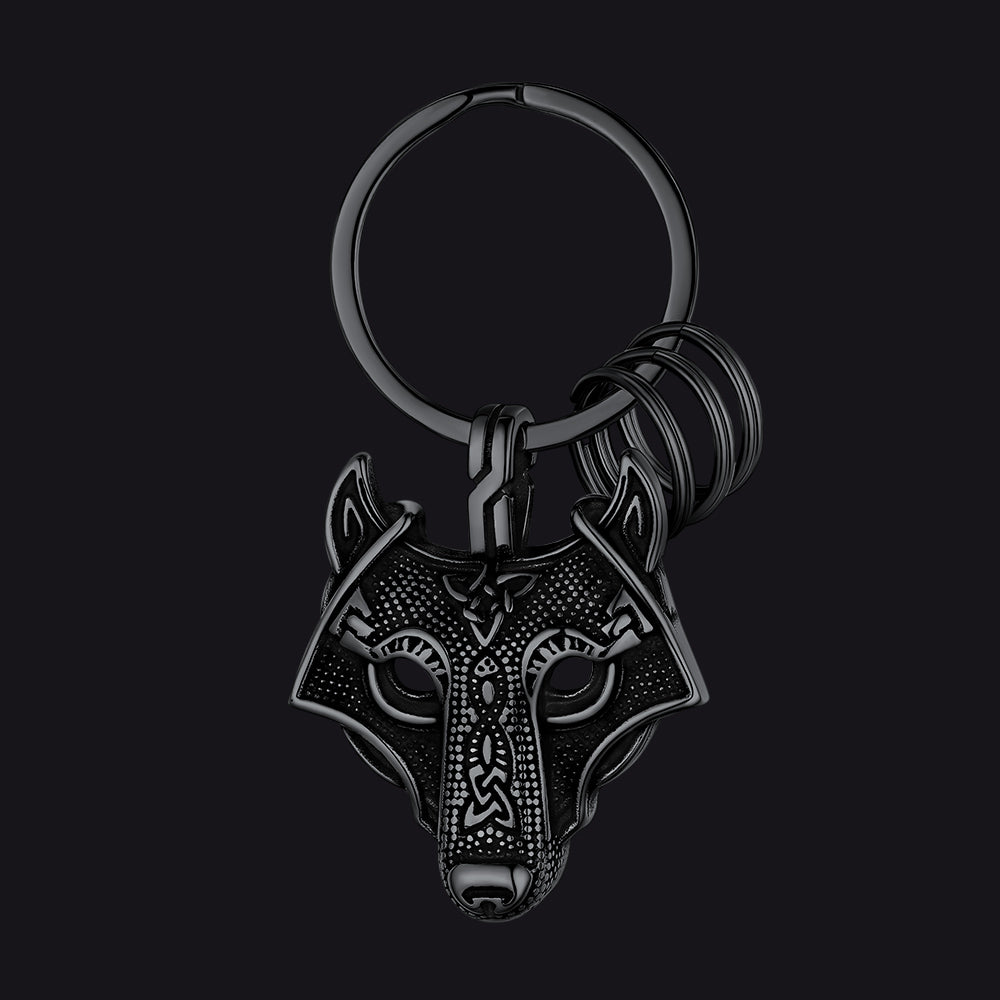 FaithHeart Wolf Keychain With Celtic Knot