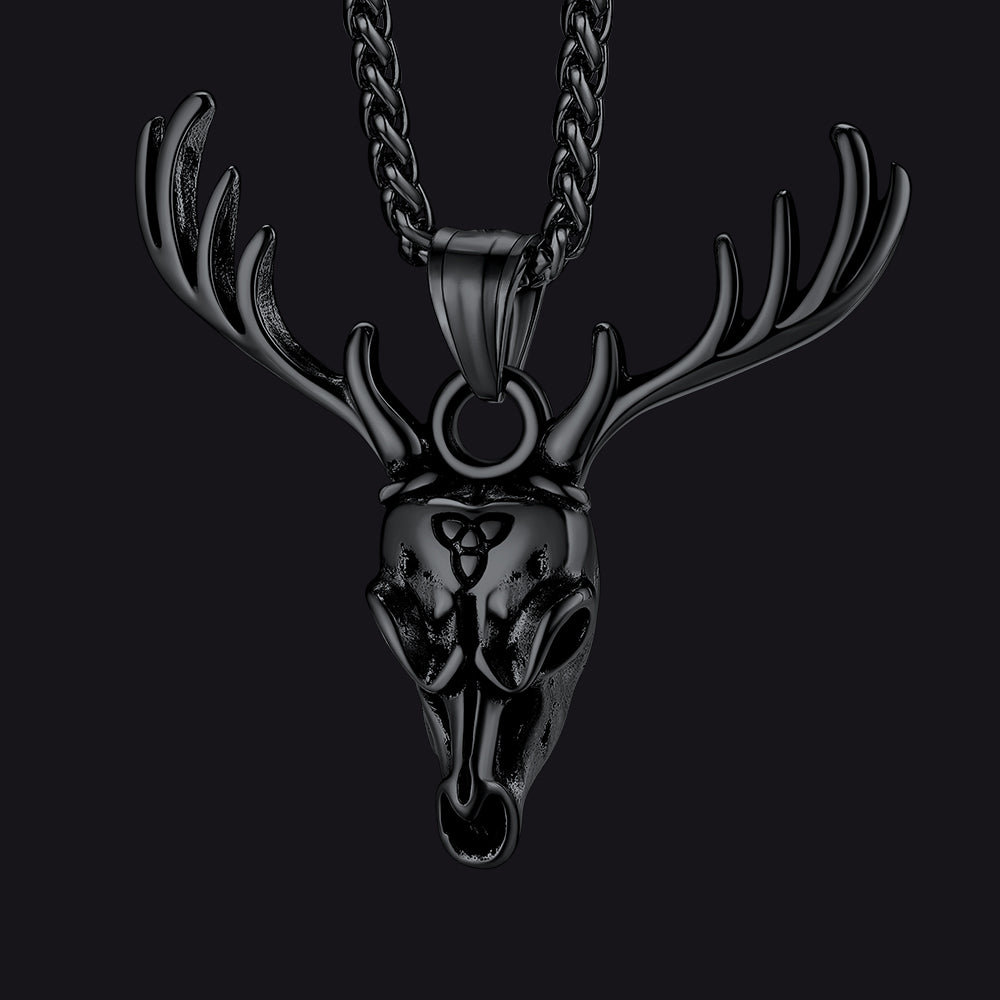 FaithHeart Viking Deer Necklace With Celtic Knot FaithHeart