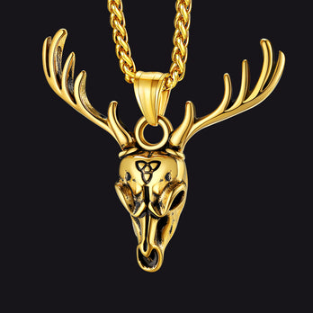 FaithHeart Viking Deer Necklace With Celtic Knot FaithHeart