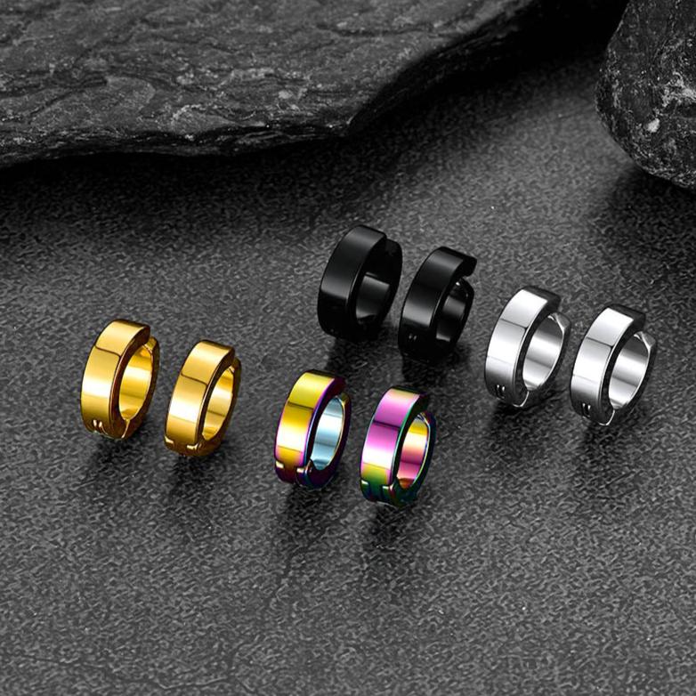 FaithHeart Clip On Small Huggie Hoop Earrings For Men 4 Pairs FaithHeart
